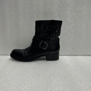 Valentino Garavani Shoes Black Leather Rockstud Moto Boots